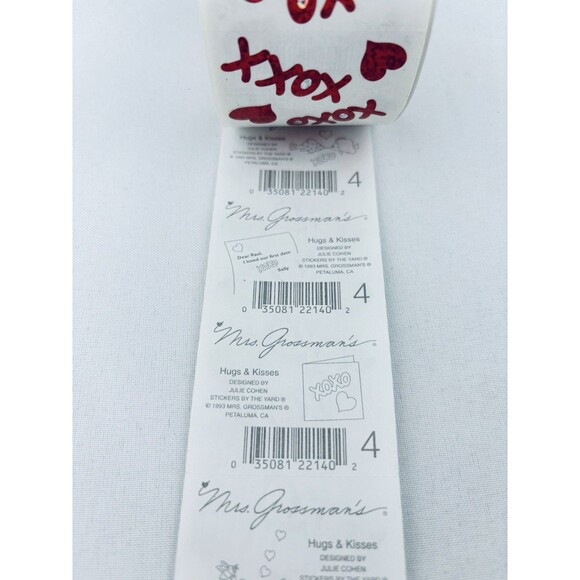 Vintage 1993 Hugs & Kisses Mrs. Grossman's Stickers Roll Hearts X O Scrapbooking - Picture 5 of 8